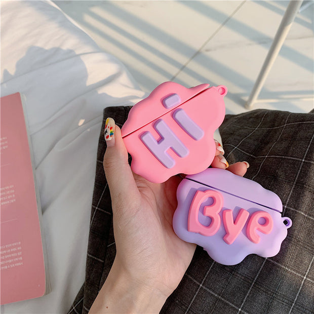 AirPod 2 Case 3D HI BYE Cloud Letter Cartoon Soft Silicone